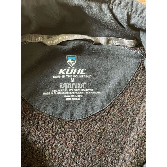 KUHL Revel 1/4 Zip Sweater Fleece Jacket Pullover Medium Olive Green & Charcoal - Picture 3 of 9